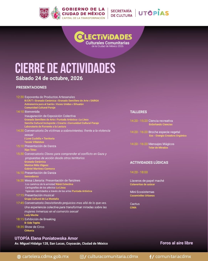 Programa Horarios Utopía Poniatowska